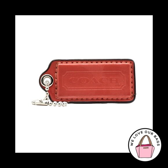 2.25" Medium COACH Orange Patent Leather Nickel Fob Bag Charm Keychain Hang Tag - Picture 1 of 1